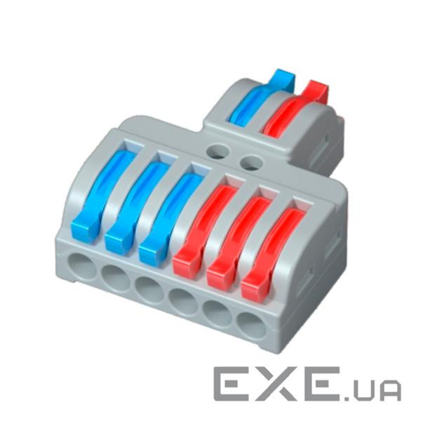 Клемна колодка з натискними затискачами 2х6-дроти LT-623 для розподільних коробок, (LT-623 cіра) )
