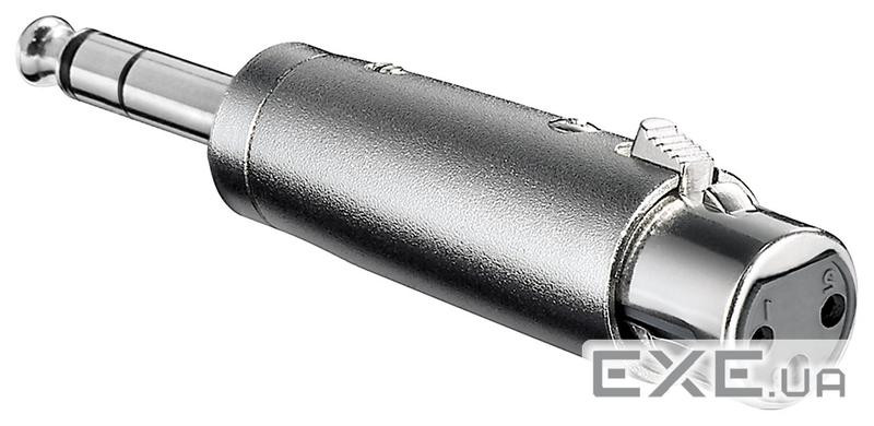 Перехідник аудіо XLR 3p-Jack 6.3mm F/M,адаптер Stereo Zinc корпус + Cu,срібний (62.09.8259-1) (62.09.8259-1)