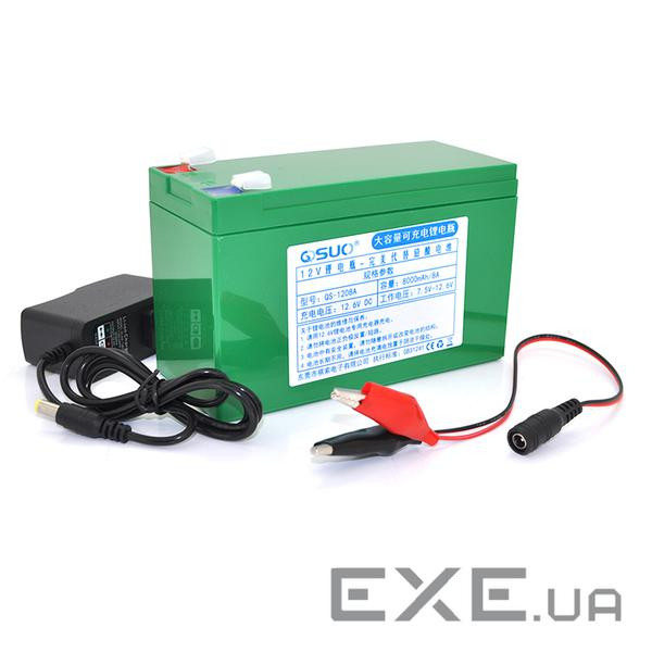 Акумуляторна батарея літієва QiSuo 12V 8A з елементами Li-ion 18650 (150X64,5X97,7) + з (QS-1208ACH) (QS-1208ACH)