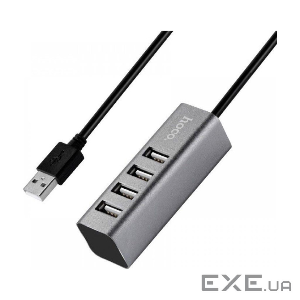Концентратор HOCO USB 2.0 to 4xUSB Line machine HB1 Tarnish (6957531038139)