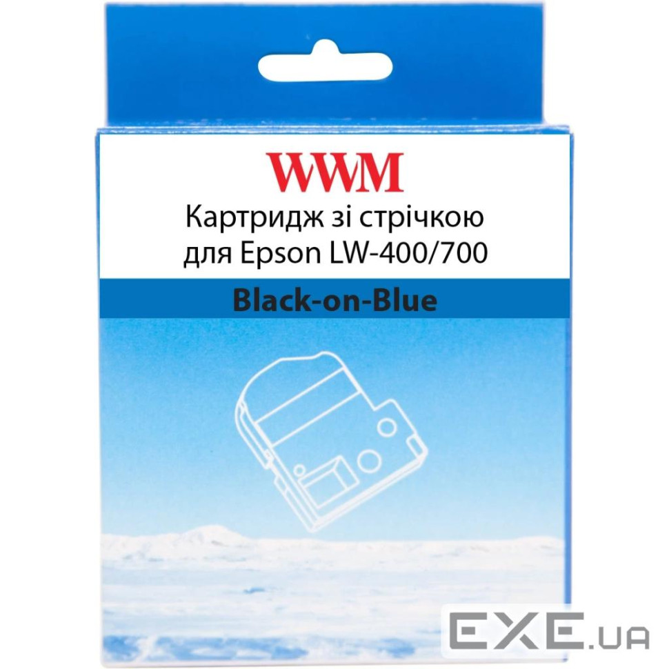 Картридж зі стрічкою WWM для Epson LW-400/700 12mm х 8m Black-on-Blue (WWM-SC12B) 8m Black-on-Blue (WWM-SC12B)