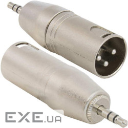 Перехідник аудіо XLR 3p-Jack 3.5mm 3pin M/M,адаптер Metal корпус,металік (62.09.8465-1) (62.09.8465-1)