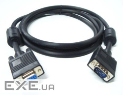 Кабель Merlion VGA 3m, male to male (тато-тато), 1 фериту, чорний, Пакет Q1 (YT-VGA(M)/(M)3+4BL-3m)