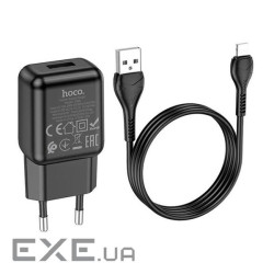 Набір СЗУ 110-240V HOCO C96A+ кабель Lighting, 1xUSB, 2.1A, кабель 1м, Black, Blister (C96A / LB) , Black, Blister (C96A