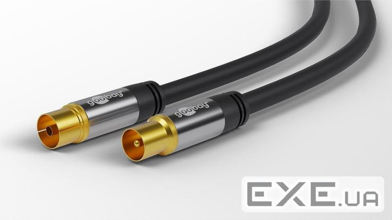 Кабель антенний-підовжувач RF:Coaxial M/F 5.0m,+M/M D=8.0mm 4xShielded(128ж) Cu,чорний (75.07.0384-