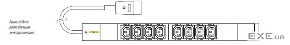 Блок PDU, вилка IEC 320 C20, 3m, розетки 20x C13, 4x C19 CONTEG IP-BA-C20C34C916