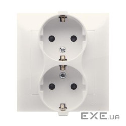 Розетка электрическая двойная Premium SCHUKO, моноблок, кремовый (DGSZ2Z/41)
