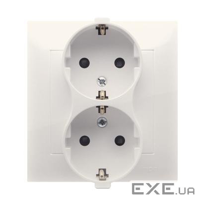 Розетка электрическая двойная Premium SCHUKO, моноблок, кремовый (DGSZ2Z/41)