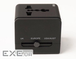 Адаптер PowerPlant універсальний c USB (2xUSB 2.1A) 220V 6A Black (DV00DV5067)