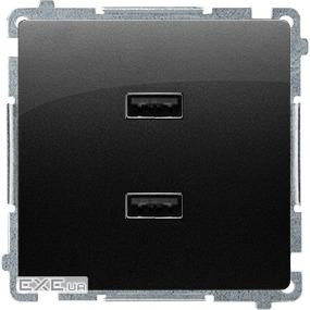 Зарядний пристрій 2хUSB тип A, 5V, 2.1A, Basic, чорний матовий (BMC2USB.01/49)
