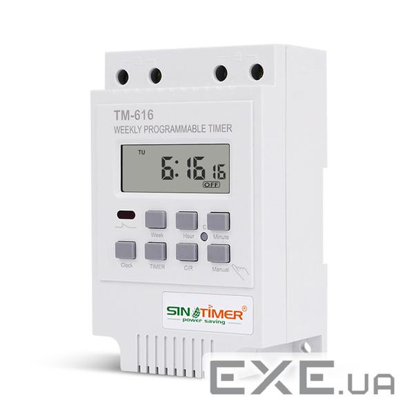 Таймер тижневий Sinotimer TM616W-2 програмований, РК екран, 30А , 220Vac, 120x74x52mm