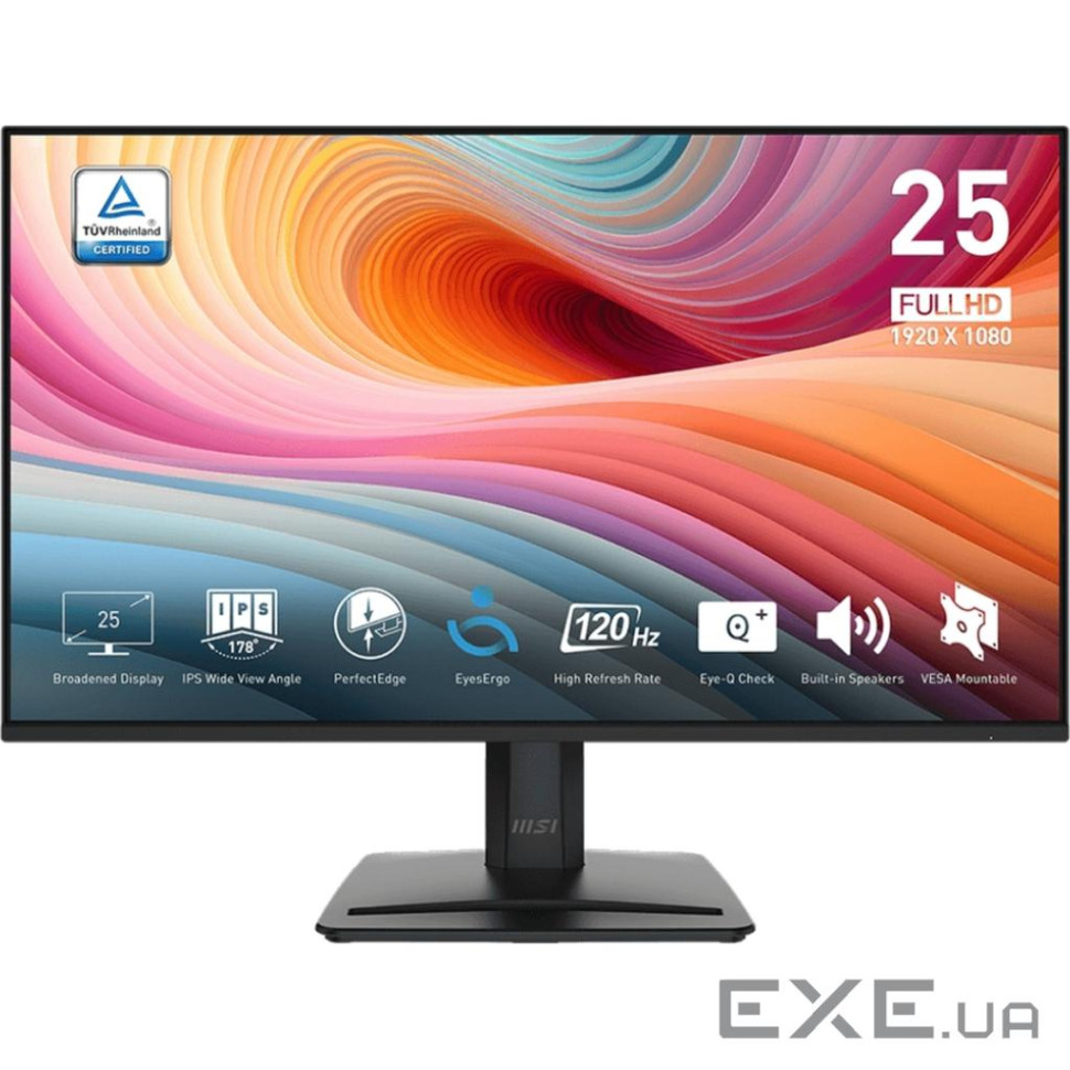 Монітор MSI 24.5 PRO MP251-E2 D-Sub, HDMI, DP, MM, IPS, 120Hz, sRGB 99%, AdaptiveSync PRO MP251-E2