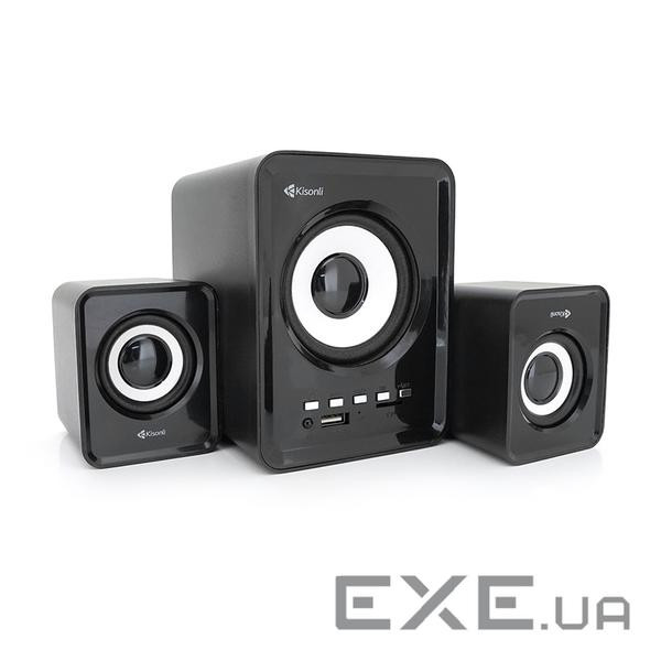 Колонки Kisonli U-2800BT, 5W+2x3W, USB / TF / BT / FM / AUX, із сабвуфером, DC: 5V, Black, BOX, Q30 , DC: 5V, Black, BOX