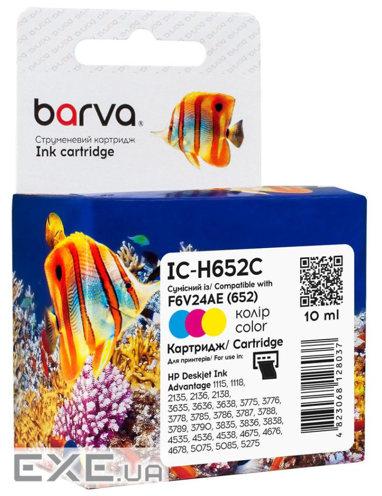 Картридж Barva HP 652 color/F6V24AE, 10 мл (IC-H652C)
