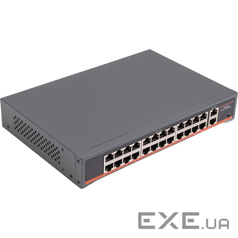 Комутатор PoE 24x100 Мбіт/с PoE+ 2x Gigabit UPLINK, 400 Вт (TV993710)