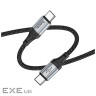 Дата кабель USB-C to USB-C 1.0m 3A nylon X102 black HOCO (6942007608787)