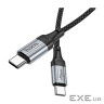 Дата кабель USB-C to USB-C 1.0m 3A nylon X102 black HOCO (6942007608787)