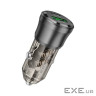 Зарядний пристрій BOROFONE 1xUSB-C PD + 1xUSB 38W car adapter transparent black (6941991106965)