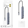 Хаб USB 3.0 Type-C -> 2xUSB-A, 2xUSB-C, 1xHDMI 4K@60Hz SD-card, TF-card, алюмінієвий корпус, (UH407)