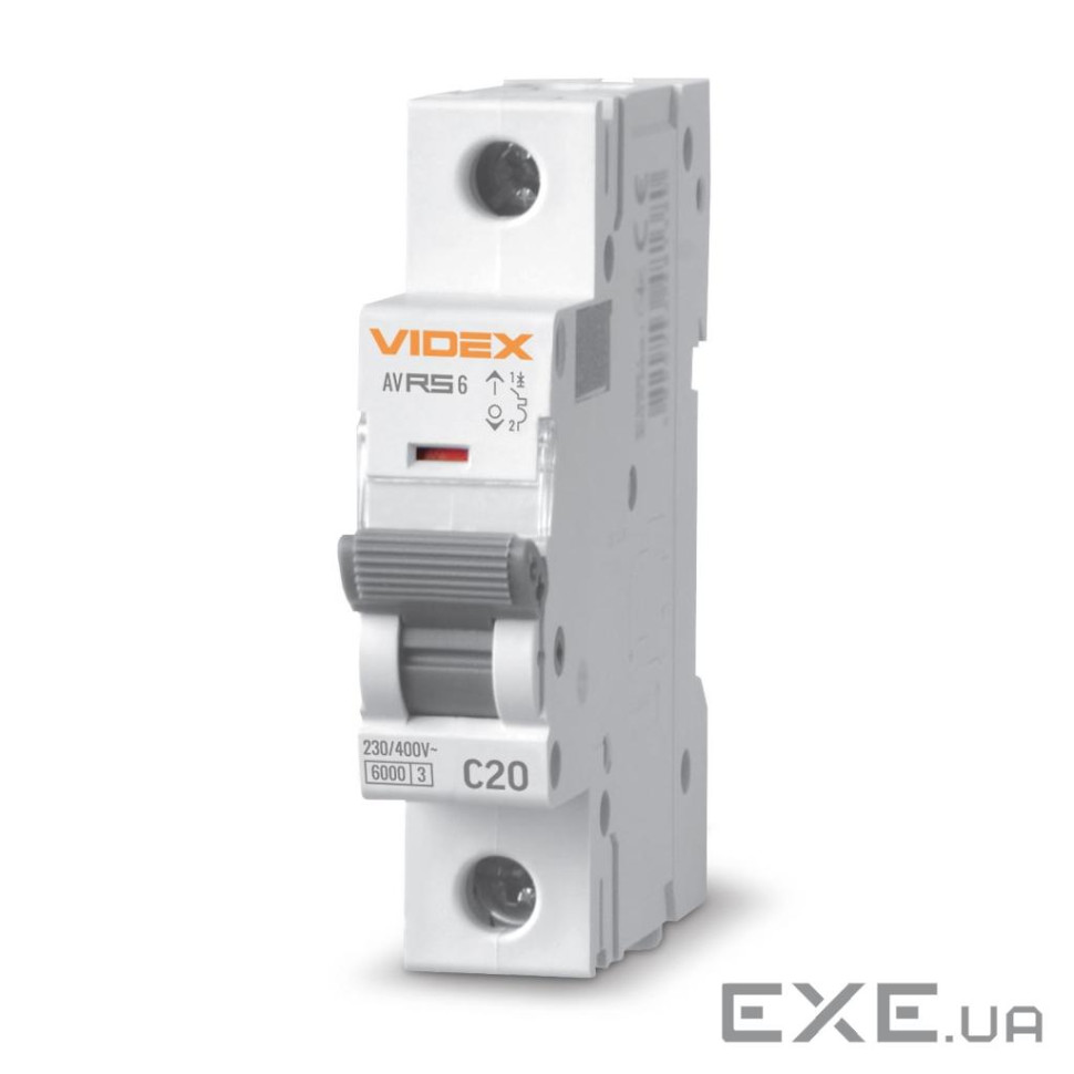 Автоматический выключатель Videx RS6 RESIST 1п 20А 6кА С (VF-RS6-AV1C20)