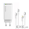 Мережевий зарядний пристрій ColorWay, White, 65 Вт, GaN, 2xType-C (65 Вт/20 Вт , (CW-CHS058PDCL-WT)