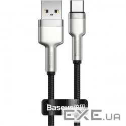 Кабель Baseus Cafule Metal 66W USB-USB-C, 0.25м , Black (CAKF000001)