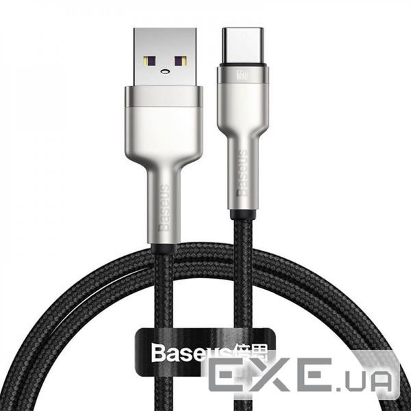Дата кабель USB 3.1 AM to USB-C 0.25m 6.0A 66W Cafule Series Metal Black Baseus (CAKF000001)