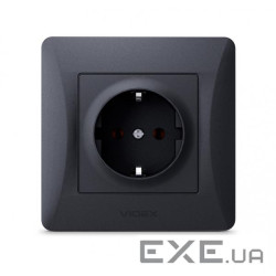 Розетка Videx BINERA 1ая с заземлением черн (VF-BNSK1G-BG)