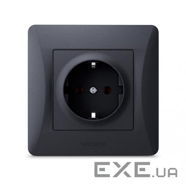Розетка Videx BINERA 1ая с заземлением черн (VF-BNSK1G-BG)
