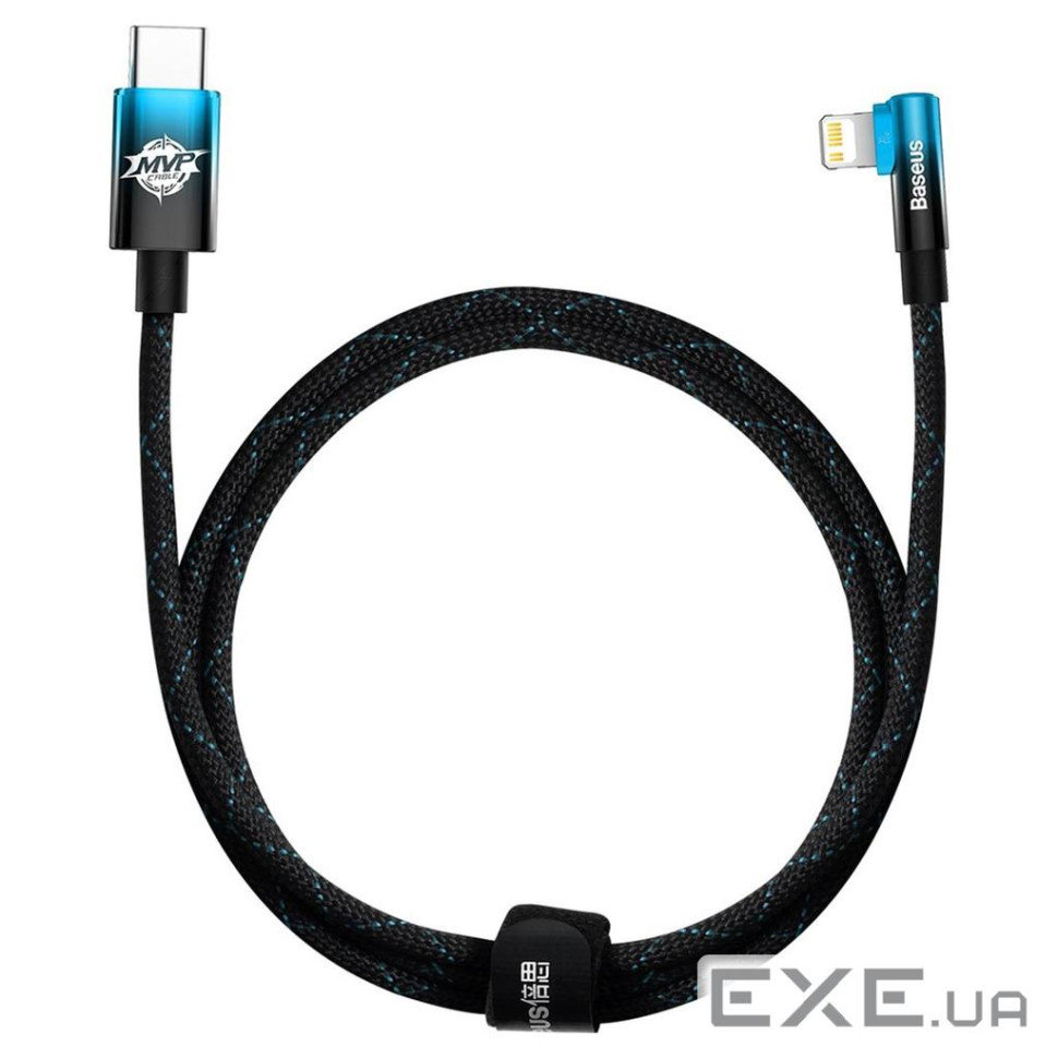 Дата кабель USB-C to Lightning 1.0m 20W 90 corner black/blue Baseus (CAVP000221)