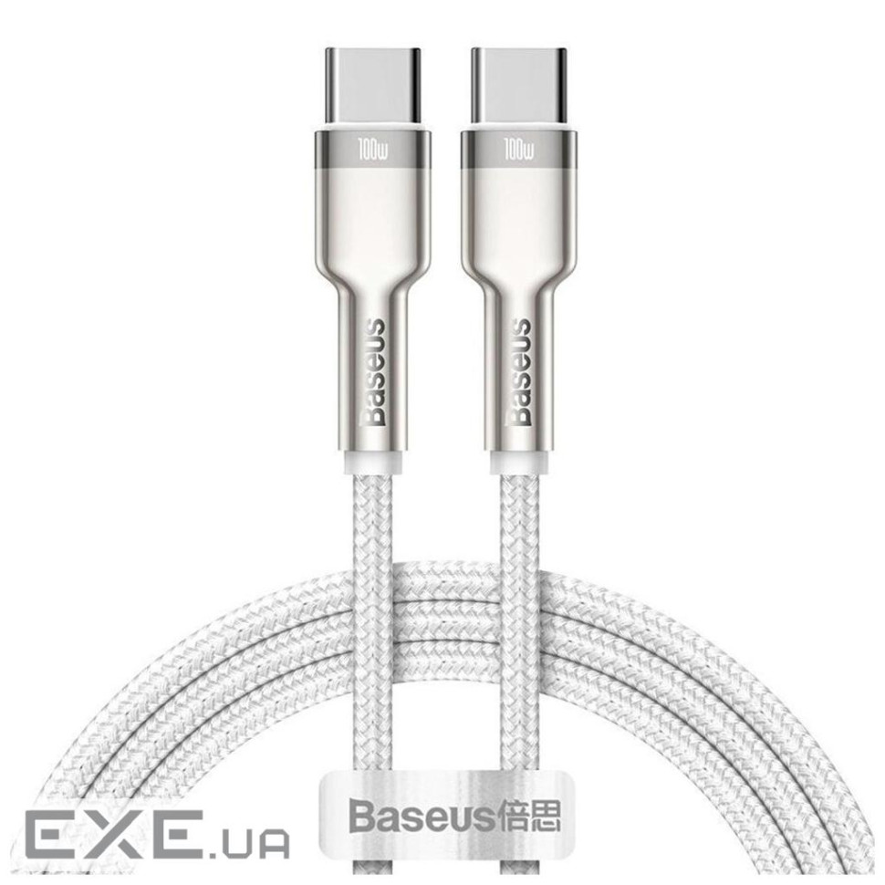 Дата кабель USB-C to USB-C 1.0m 100W metal white Baseus (CATJK-C02) (CATJK-C02 1м)