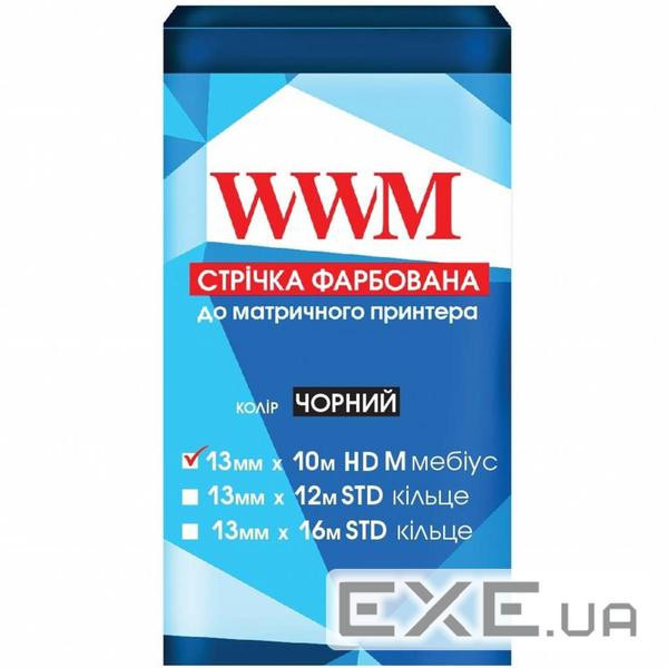 Стрічка до принтерів 13мм х 10м HD л. Black WWM (R13.10HM)