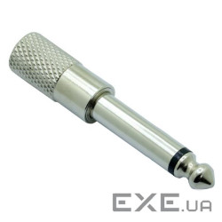 Перехідник аудіо Jack 3.5mm 2pin-6.3mm F/M,1:1 адаптер Mono прямий Metal,срібний (62.09.8260-1) (62.09.8260-1)