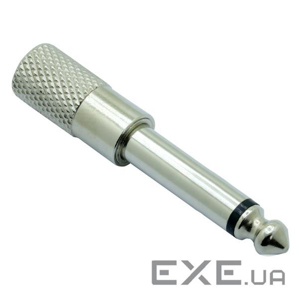 Перехідник аудіо Jack 3.5mm 2pin-6.3mm F/M,1:1 адаптер Mono прямий Metal,срібний (62.09.8260-1) (62.09.8260-1)