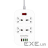 Мережевий фільтр живлення ColorWay 4 розетки/ 4USB White 1.8м (1QC3.0 + 3 AUTO ID) (CW-CHU44QW)