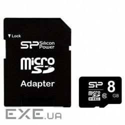 Карта пам'яті SILICON POWER microSDHC 8 GB card Class 10 + adapter (SP008GBSTH010V10-SP)