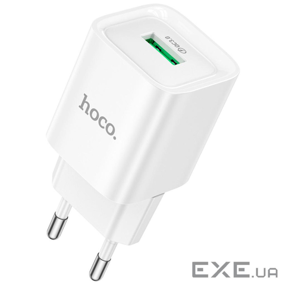 Мережевий зарядний пристрій HOCO C145A Charm single port QC3.0 charger (EU) White (6942007630214)