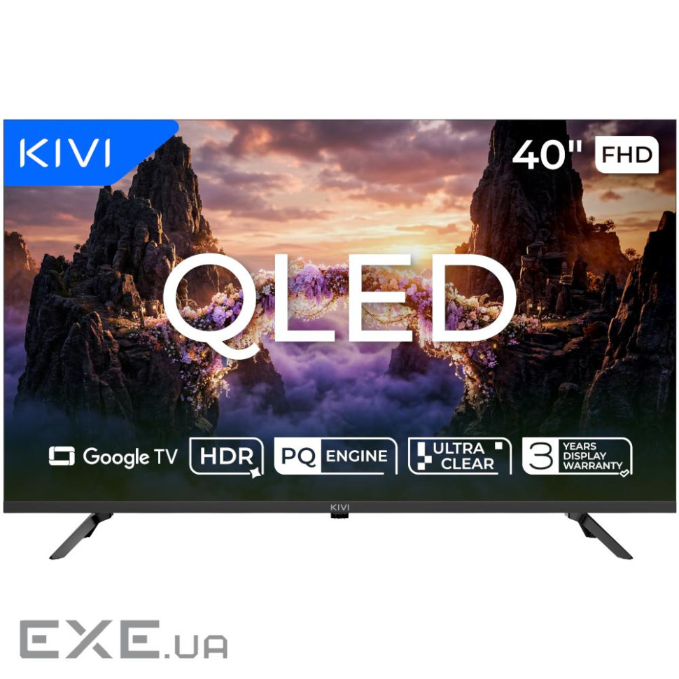 Телевізор 40", QLED, FHD, Google TV KIVI 40F820KB