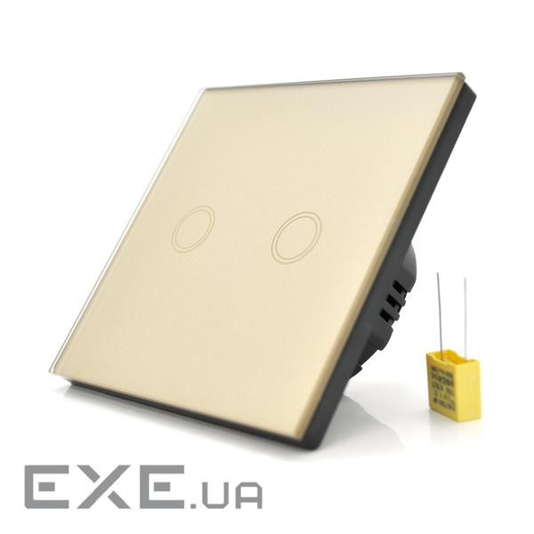 Сенсорний вимикач AOYAN, двоканальний, Gold, 86х86х35мм (AY-EU-D602)