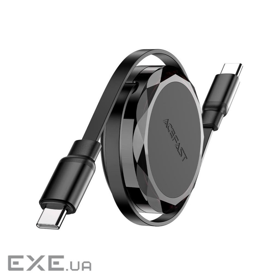 Дата кабель USB-C to USB-C 0.8m 60W dual retraction C13-03 Black Acefast (6974316280132)