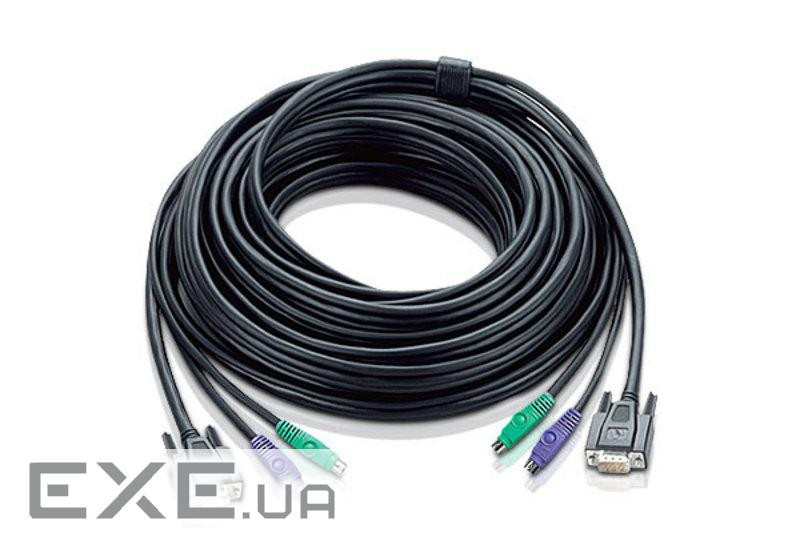 20.0 м. Кабель / шнур для PS / 2 КВМ (ПК: 1 х HDB-15 Male + 2 х Mini-DIN-6 Male, KВМ: 1 (2L-1020P/C)