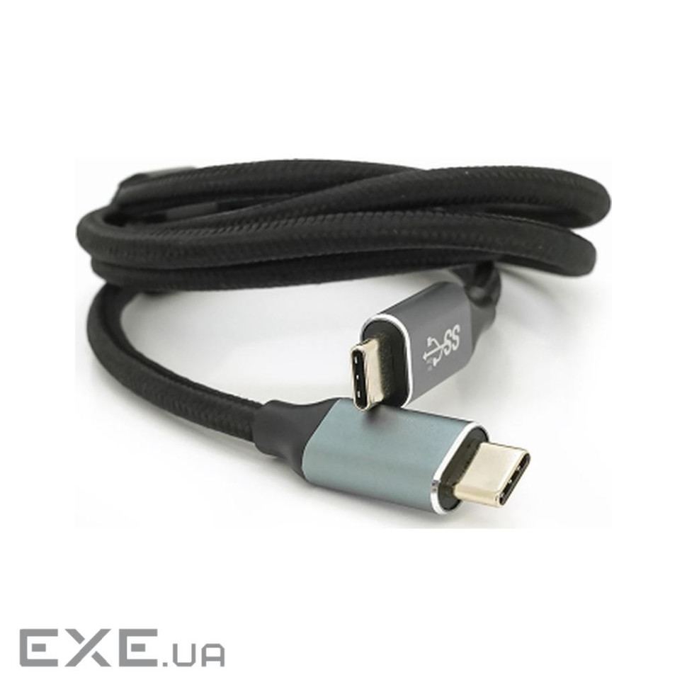 Дата кабель USB-C to USB-C 1.0m USB 3.2 Gen2 100W 10Gbps 4K60Hz black  (YT-TC-TC-B-1m(male to male))