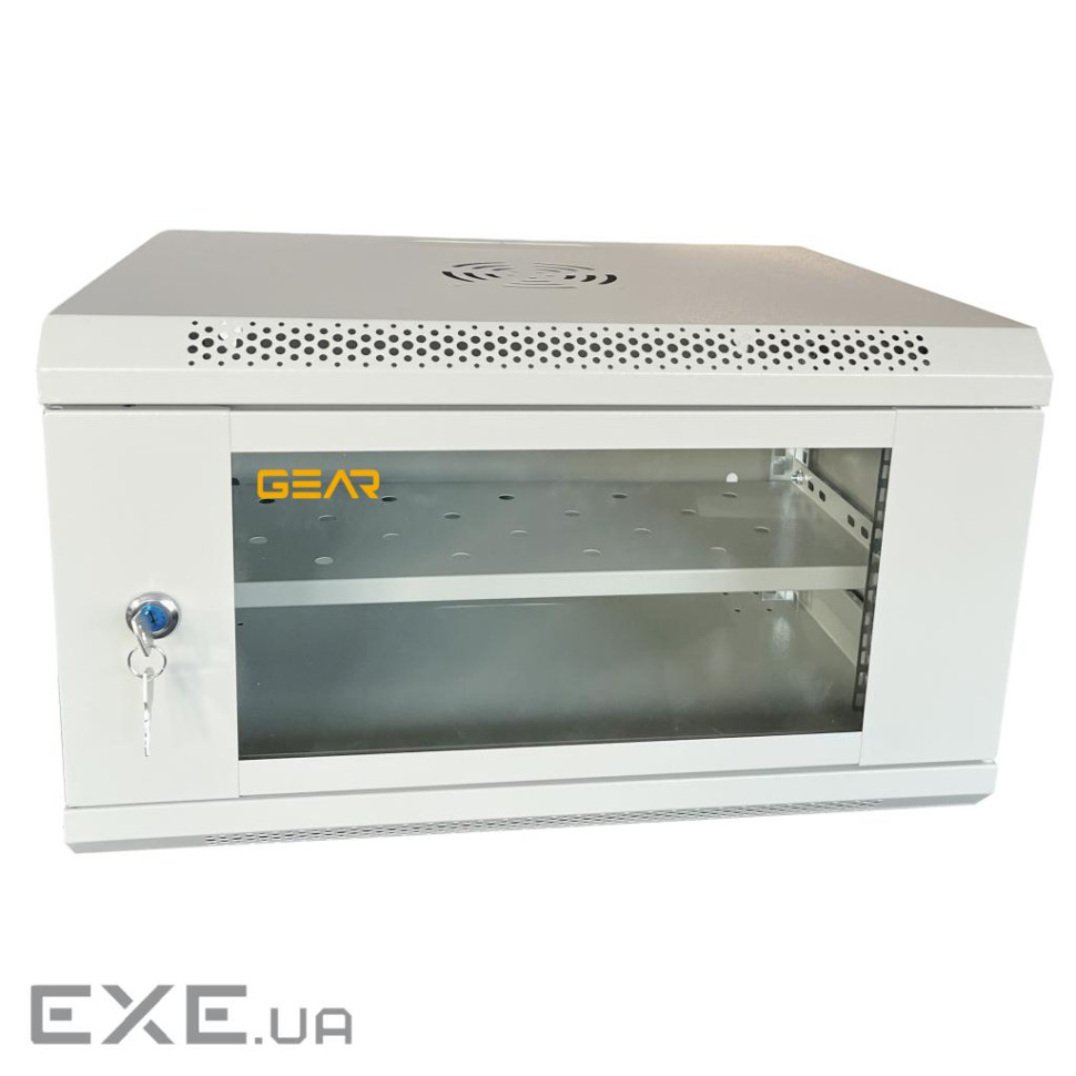 Шафа настінна GEAR 6U 19" 600x600x300 мм, + полка 19", grey (GWMSN-6U-600-600G)