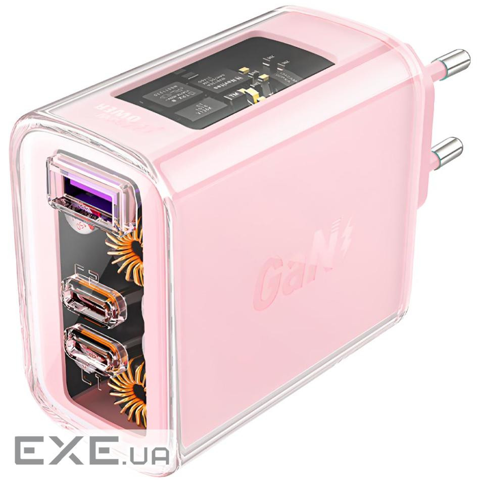Зарядний пристрій 3xUSB 65W (2xUSB-C+USB-A) Gan A45 Fast Charger Cherry blossom Acef (6974316282082) 3xUSB 65W (2xUSB-C+