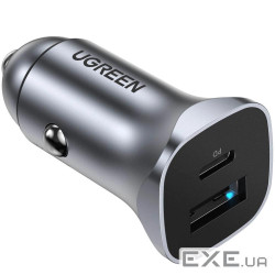 Зарядний пристрій Ugreen 2xUSB 30W (USB-A + USB-C) QC 4.0 Сіра (EC305) (25845)
