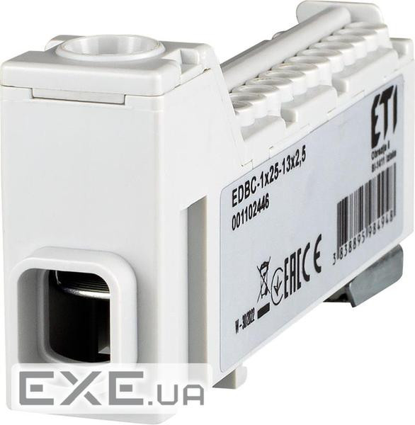 Блок розподільчий ETI EDBC-1x25-13x2,5 (63A, 1000V AC/1500V DC, IN: 1x25, OUT: 13x2,5, сір (1102446) (1102446)