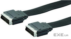 Кабель аудіо-відео SCART M/M 5.0m,Euro-AV 21pin D=2.0mm Flat,чорний (75.01.1865-1) (75.01.1865-1)