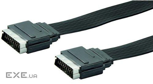 Кабель аудіо-відео SCART M/M 5.0m,Euro-AV 21pin D=2.0mm Flat,чорний (75.01.1865-1) (75.01.1865-1)