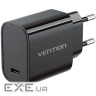 Зарядний пристрій 1xUSB-C 30W + USB-C cable М-М Black Vention (G18B0-EU)