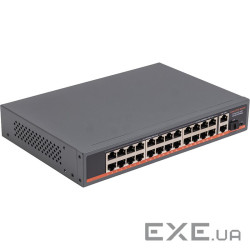 Комутатор PoE 24ch 18x100Mbps PoE+6x Gigabit PoE+2x Gigabit UPLINK, 400W, SFP (TV993727)